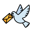 A carrier pigeon holding a letter